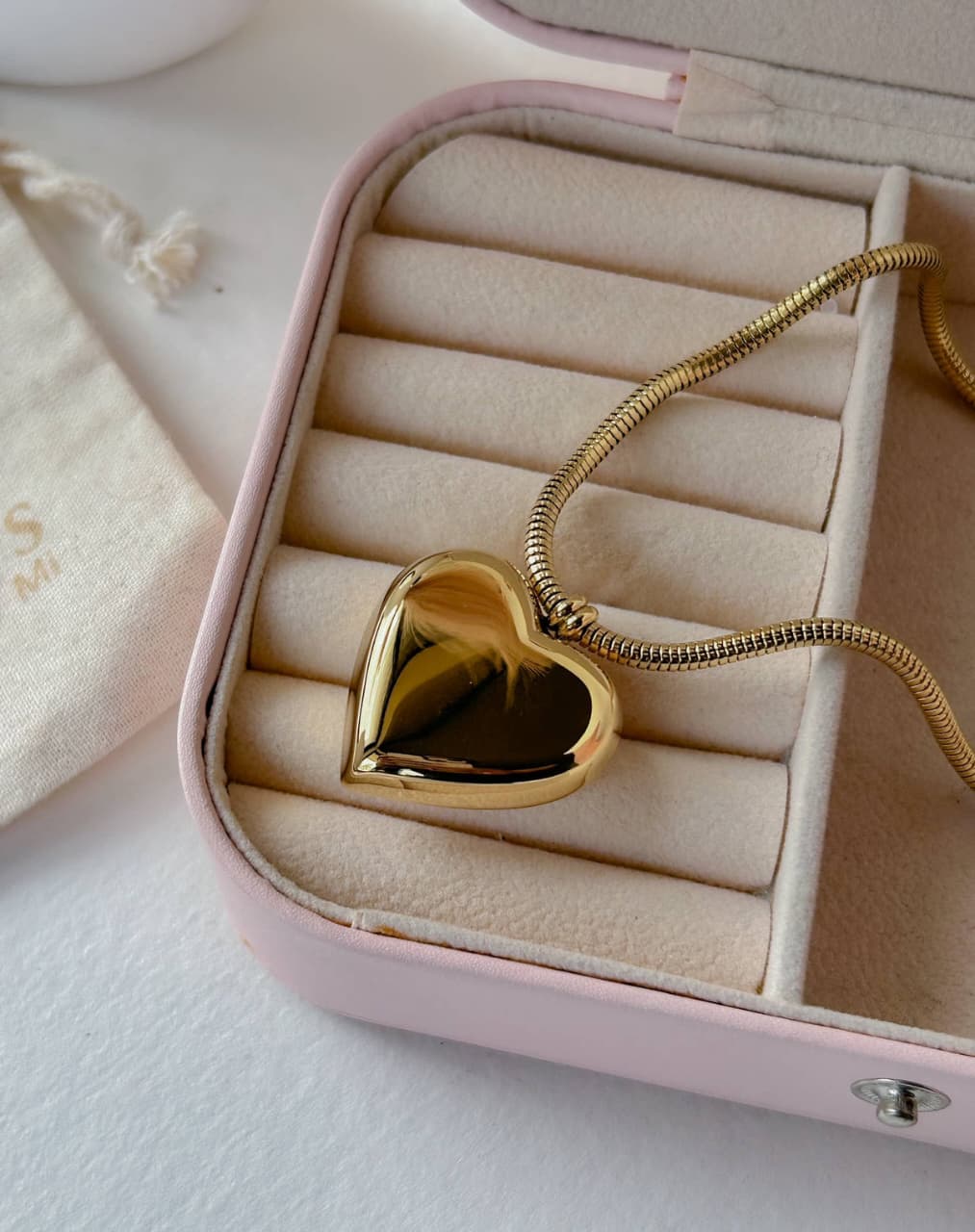 Heart with Snake Chain Necklace
